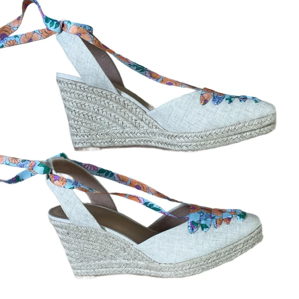 New Crown & Ivy Natural Lawndale Wedge Espadrille Wedge Size 10